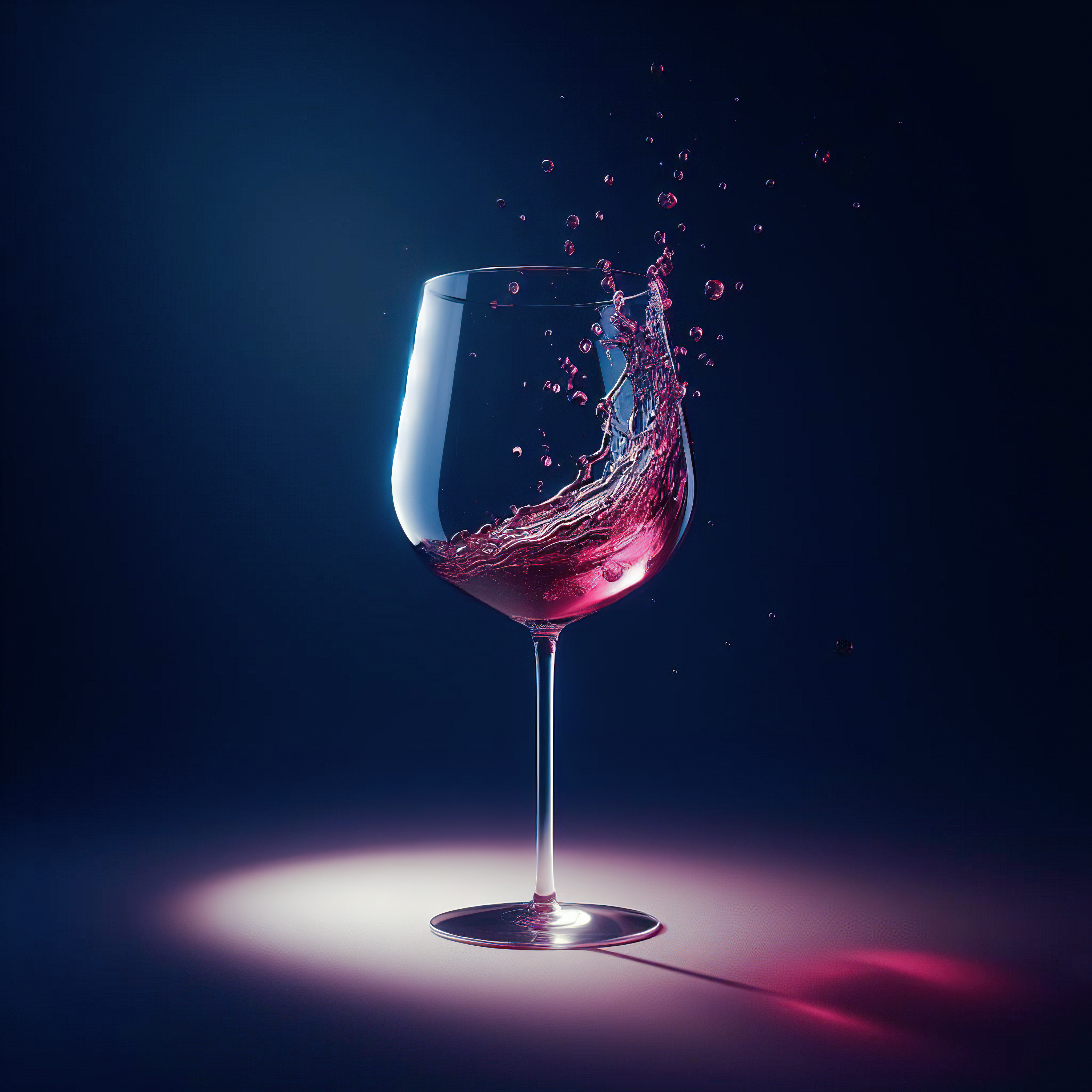Wine glass with splashing red wine