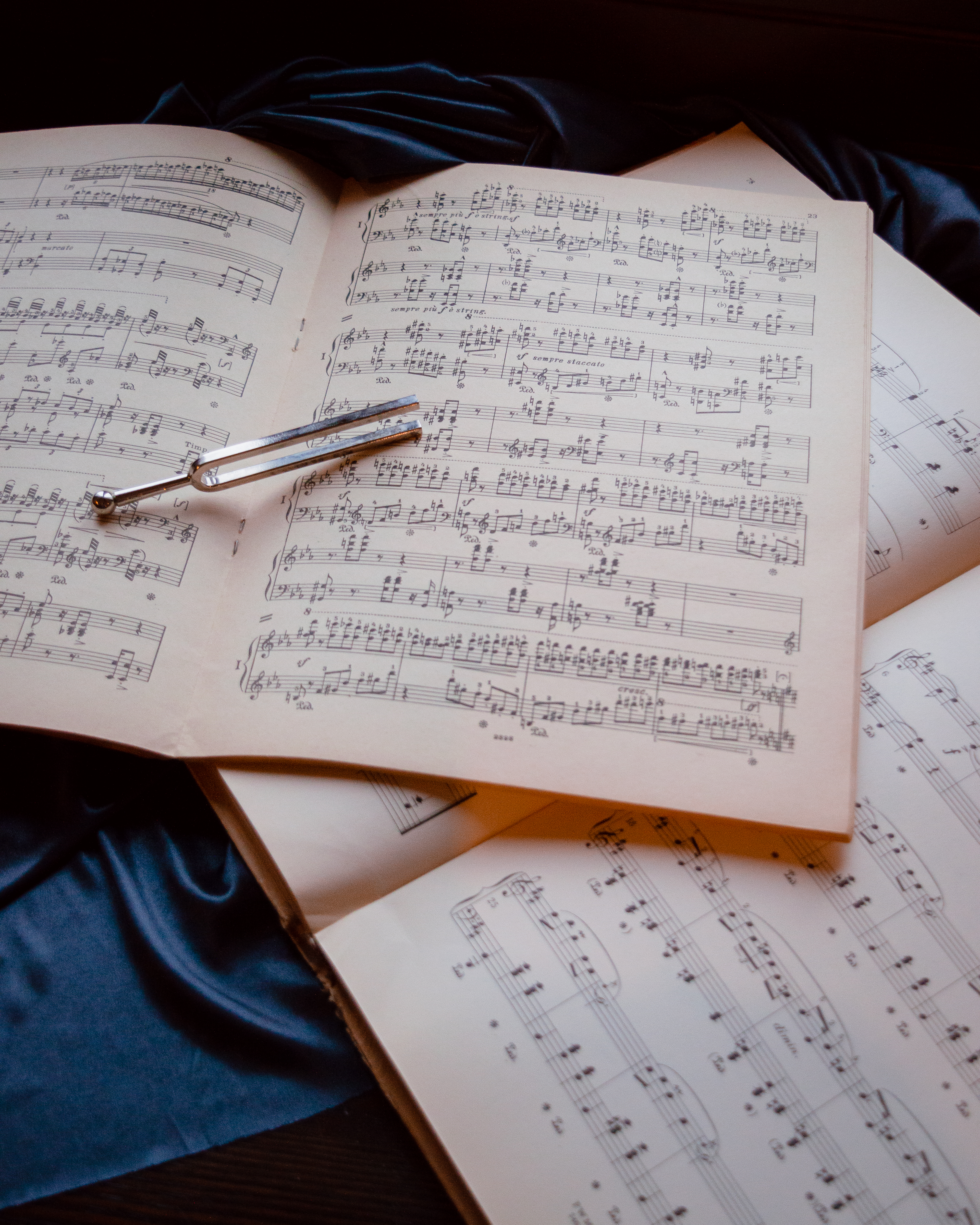 Sheet music with tuning fork